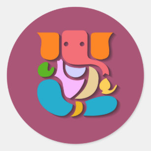 Colourful Ganesha Classic Round Sticker