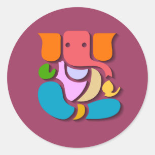 Colourful Ganesha Classic Round Sticker