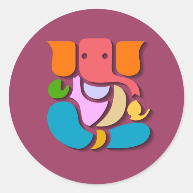 Colourful Ganesha Classic Round Sticker (Front)