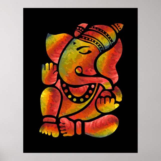 Colourful Ganesha Painting Poster (Front)