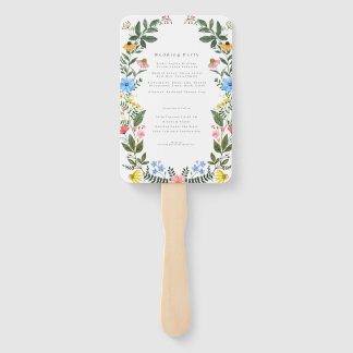 Colourful Garden Arch with Wildflower wedding Hand Fan