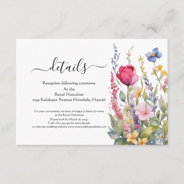 Colourful Garden Boho Wildflowers Enclosure Card (Front)