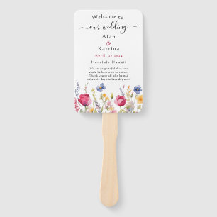 Colourful Garden Boho Wildflowers Hand Fan