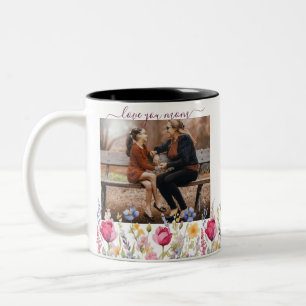 Colourful Garden Boho Wildflowers Mother's Day  Mu Two-Tone Coffee Mug