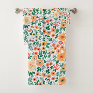 Colourful Garden Bouquet Pattern Bath Towel Set