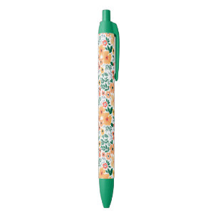 Colourful Garden Bouquet Pattern Black Ink Pen