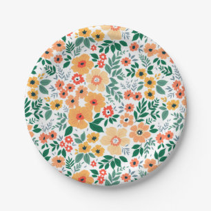 Colourful Garden Bouquet Pattern Paper Plate