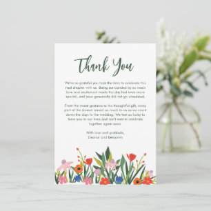 Colourful Garden Floral Personalized Message Showe Thank You Card