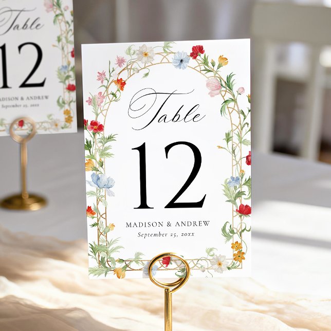 Colourful Garden Floral Wedding Table Number (Creator Uploaded)