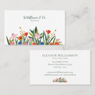 Colourful Garden Floral Wildflower Florist Design Business Card