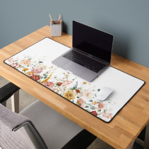 Colourful Garden Flowers Custom Name Office  Desk Mat