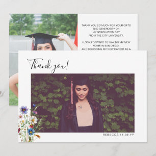 Colourful garden flowers Graduation Thank you phot Card