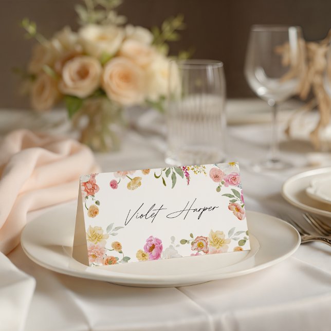 Colourful Garden Flowers Wedding  Place Card (Creator Uploaded)