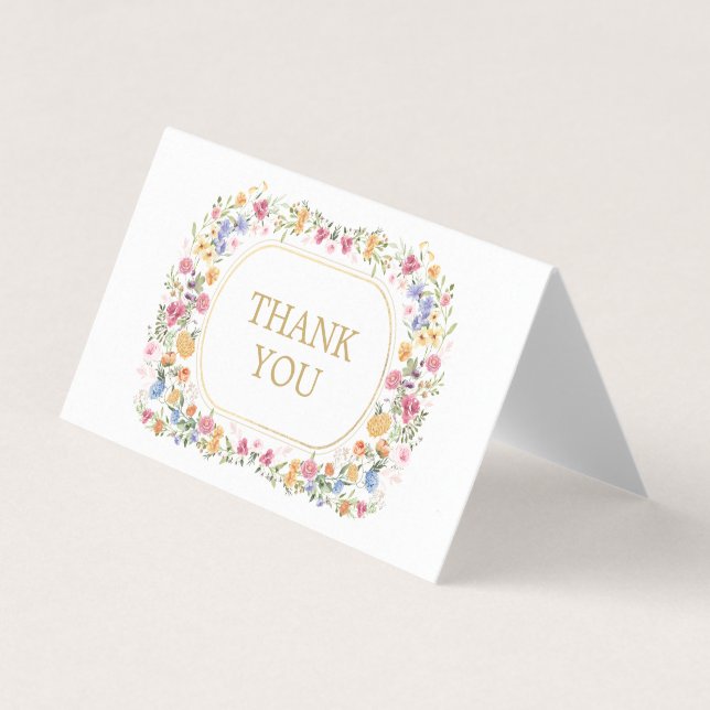 Colourful Garden Flowers Wedding Thank You (Front)
