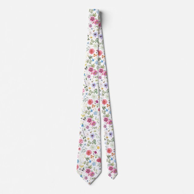 Colourful Garden Flowers Wildflower Spring Meadow Tie (Front)