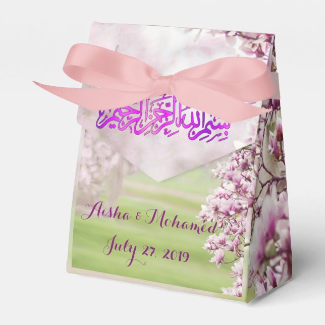 Colourful Garden Islamic Muslim Wedding Favor Box (Front Side)