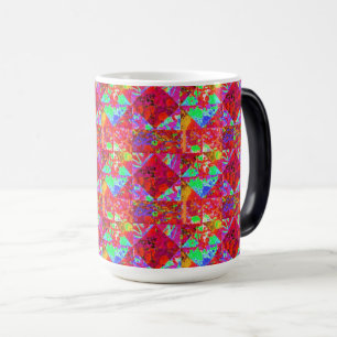 Colourful Garden Quilt Painting with Red Hydrangea Magic Mug