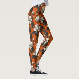 Colourful Gardenias Floral Exercise Wear Leggings
