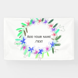 colourful garland wreath Christmas waadd name text Banner