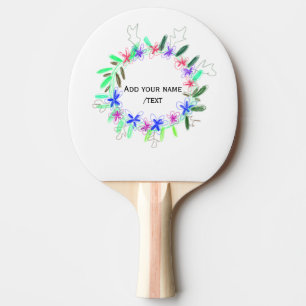 colourful garland wreath Christmas waadd name text Ping Pong Paddle