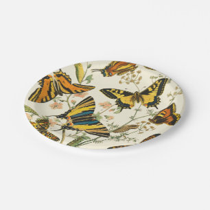 Colourful Gathering of Butterflies and Caterpillar Paper Plate