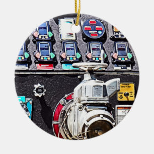 Colourful Gauges on Fire Engine Ceramic Ornament