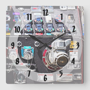 Colourful Gauges on Fire Engine Square Wall Clock