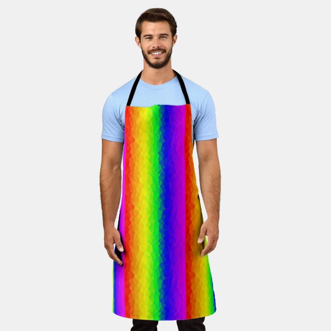 Colourful Gay LGBT Rainbow Flag Design Stripes Apron (Worn)