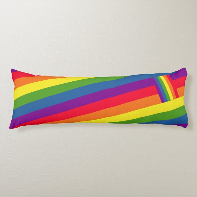 Colourful Gay Rainbow Flag Body Pillow (Front)