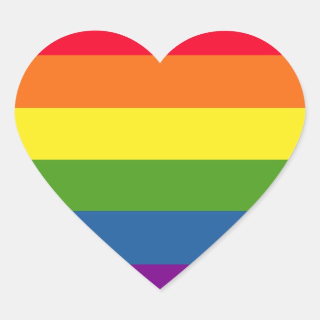 Colourful Gay Rainbow Pride Love Heart Sticker (Front)