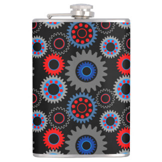 Colourful Gears Hip Flask
