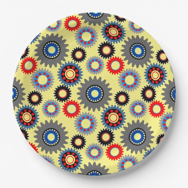 Colourful Gears Paper Plate (Front)