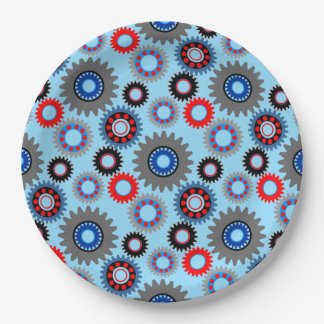 Colourful Gears Paper Plate