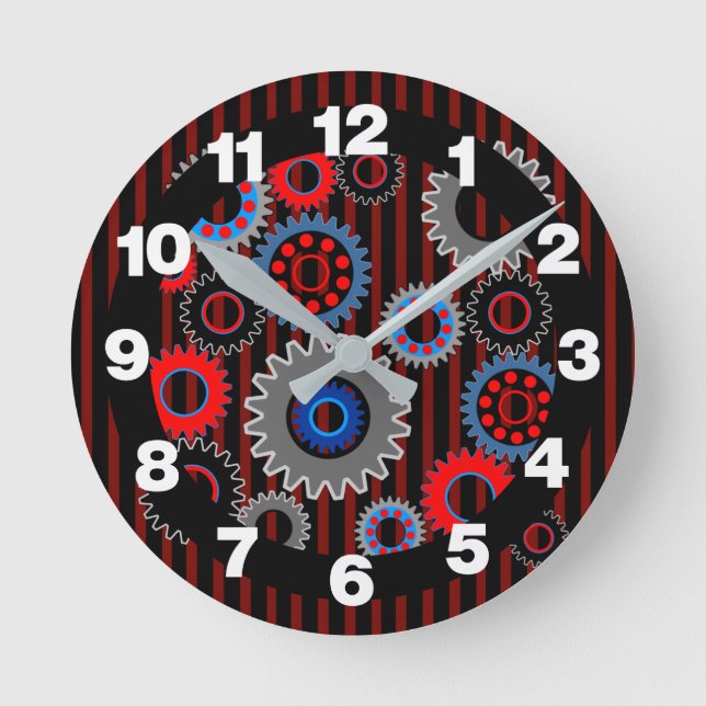 Colourful Gears Round Clock (Front)