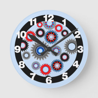 Colourful Gears Round Clock