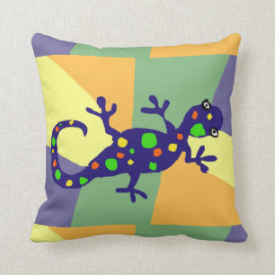 Colourful Gecko Art Throw Pillow