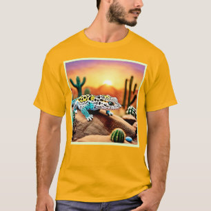 Colourful Gecko Rocks Design T-Shirt