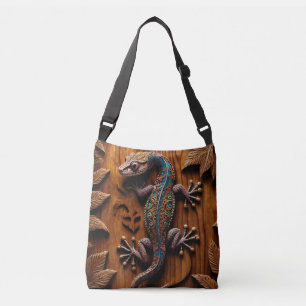 Colourful Gecko Wood-like Crossbody Bag