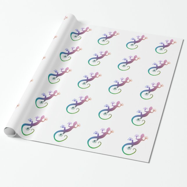 Colourful Gecko Wrapping Paper (Unrolled)