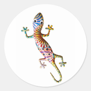 Colourful gekko lizard classic round sticker