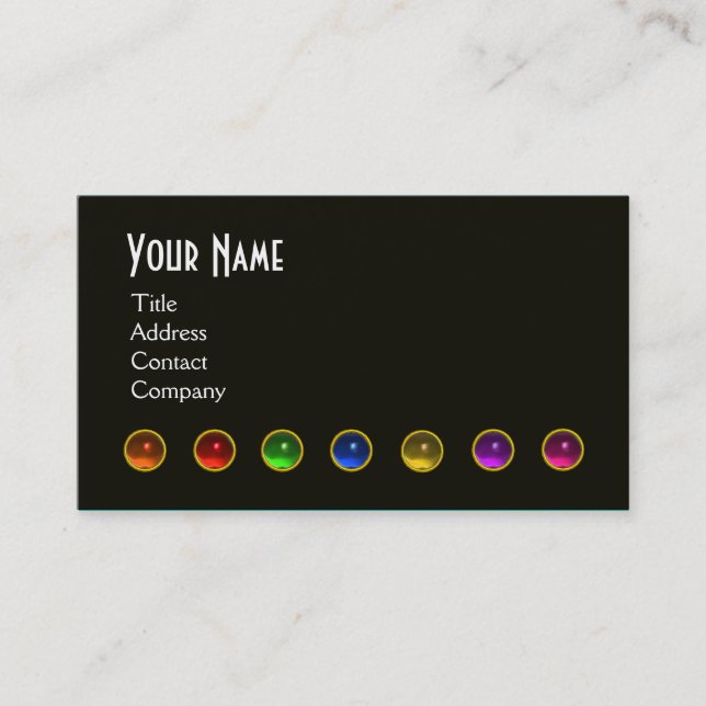COLOURFUL GEM STONES BLACK  WHITE GREY MONOGRAM, BUSINESS CARD (Front)