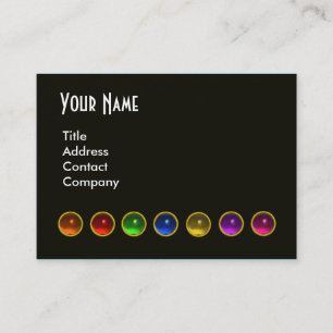 COLOURFUL GEM STONES BLACK WHITE RED MONOGRAM, BUSINESS CARD