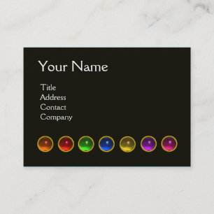 COLOURFUL GEM STONES BLACK  WHITE RED MONOGRAM, BUSINESS CARD