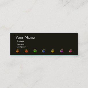 COLOURFUL GEM STONES BLACK  WHITE RED MONOGRAM, MINI BUSINESS CARD