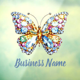colourful gems butterfly window cling