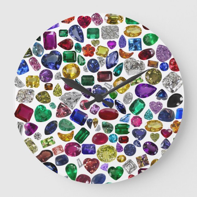 Colourful Gemstone & Diamond Pattern Large Clock (Front)