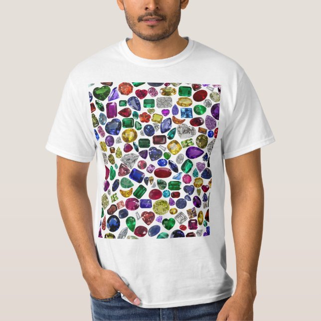 Colourful Gemstone & Diamond Pattern T-Shirt (Front)