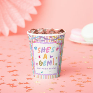 Colourful Gemstone Girl Birthday Party Paper Cups
