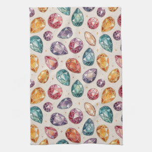 Colourful Gemstone Pattern (1) Kitchen Towel