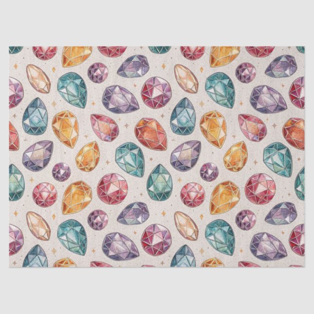Colourful Gemstone Pattern (1) Tissue Paper (Front)